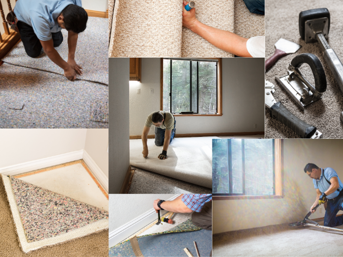 A man installing carpet in Denver, CO